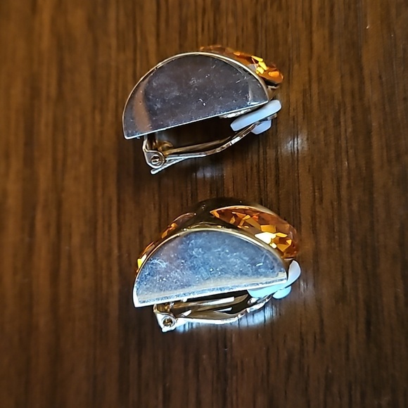 💕ST. JOHN💕 Clip On Earrings ~ Gold with Amber Stones NWOT - Picture 7 of 12